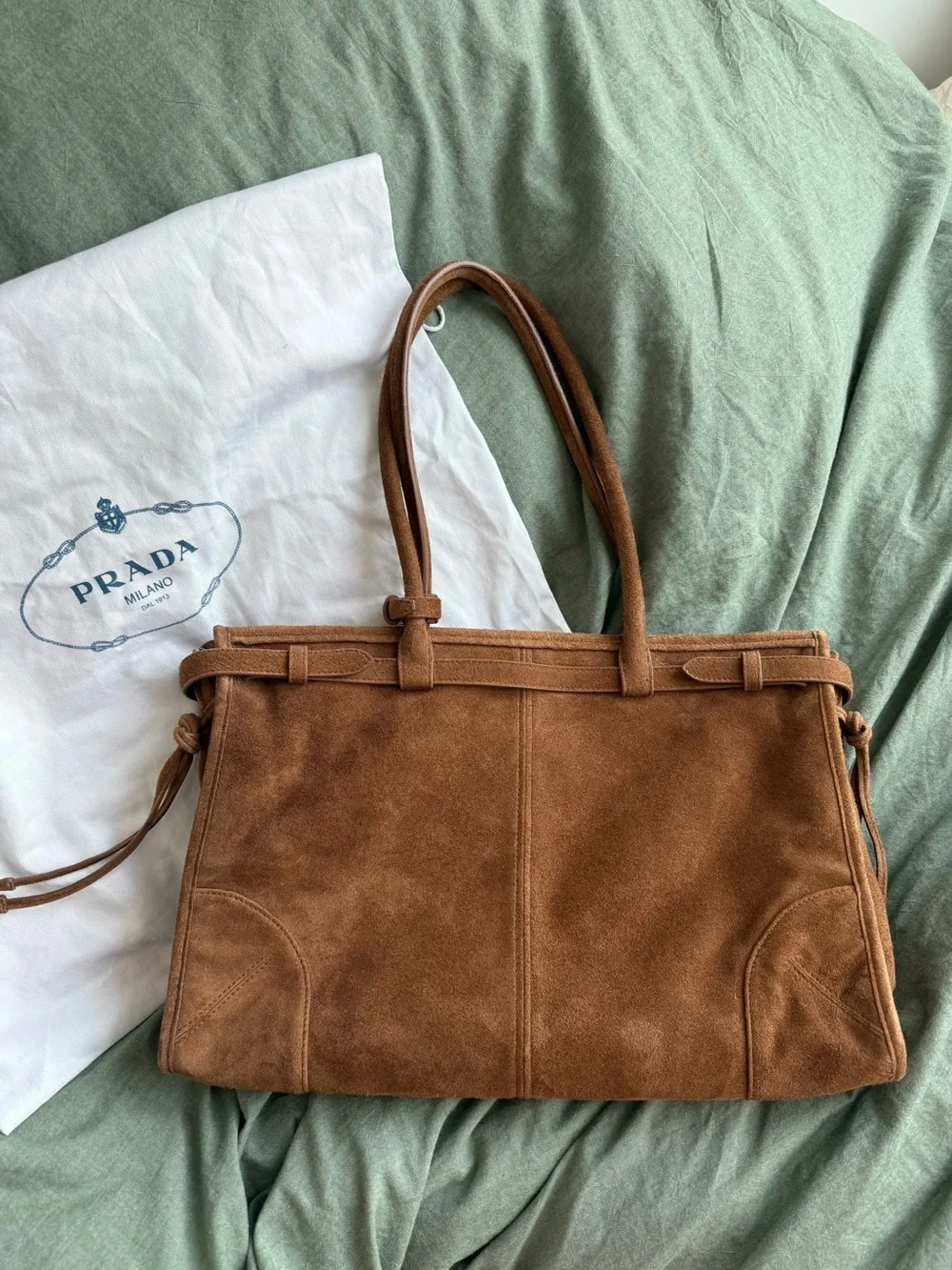 Prada Brown Bonnie Large Suede Handbag